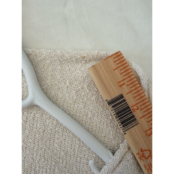 Ball of Cotton Knit Tie-Front Cardigan Cream 100% Rayon Large Made in USA - Picture 16 of 16